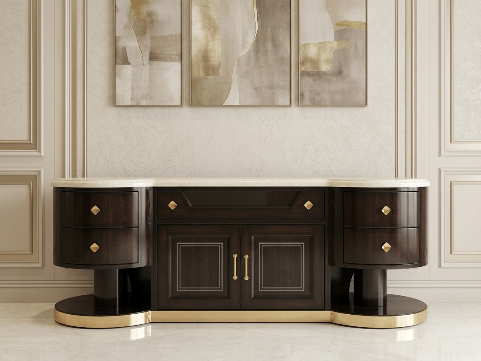 Curve Sideboard with Marble Top
