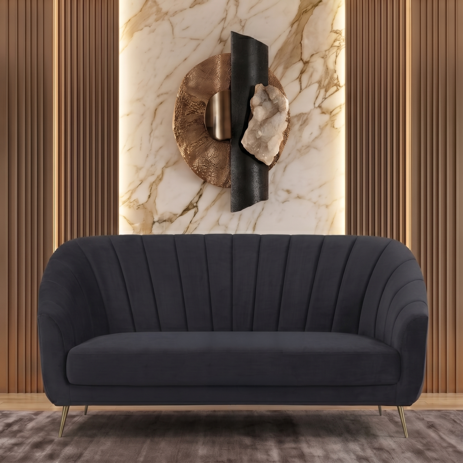 Monaco Sofa 3 Seater In Dark Grey Color