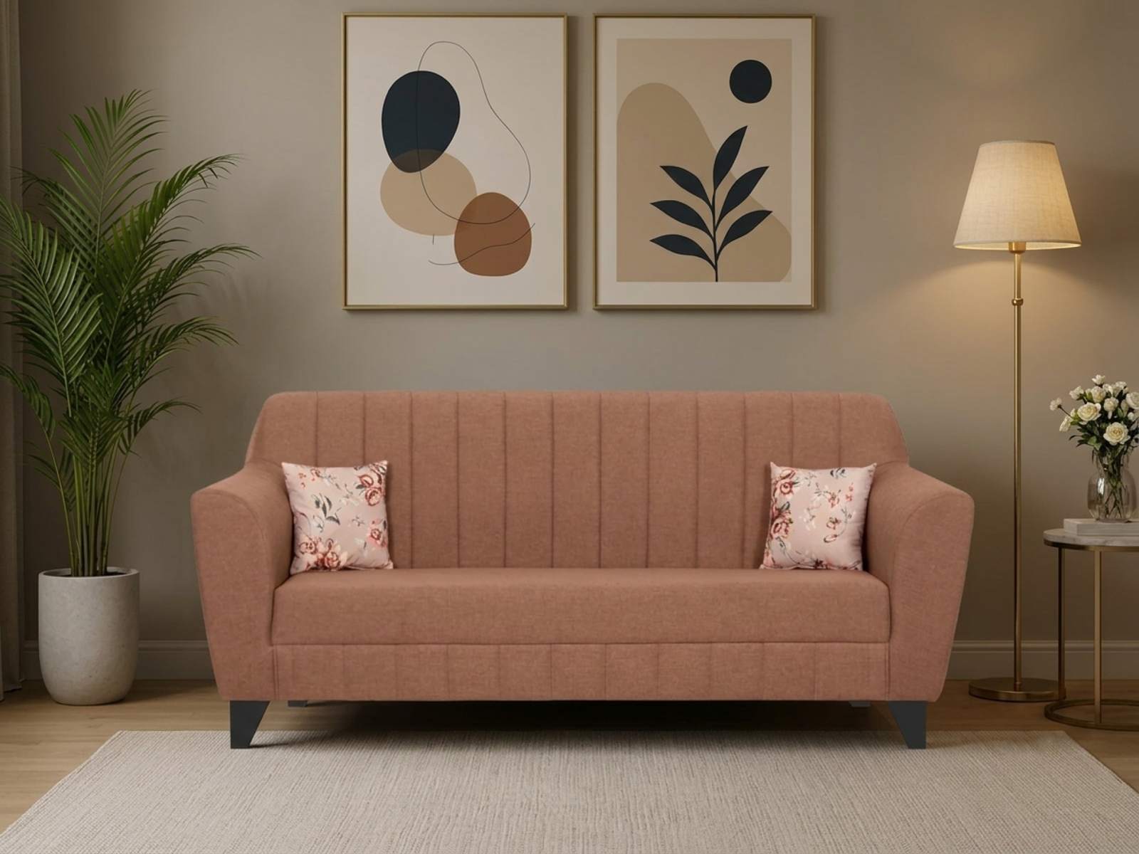 Agusto Sofa 3 Seater In Brown Color