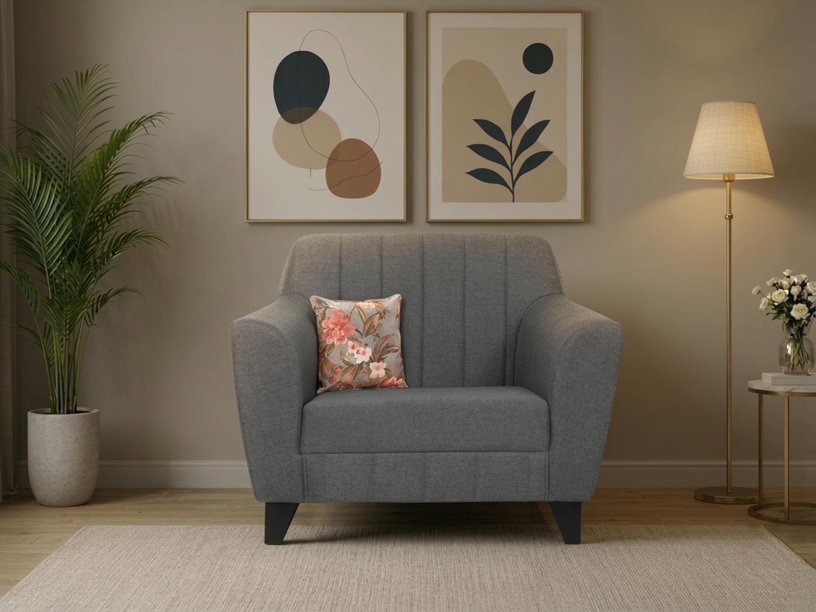 Agusto Sofa 1 Seater In Grey Color