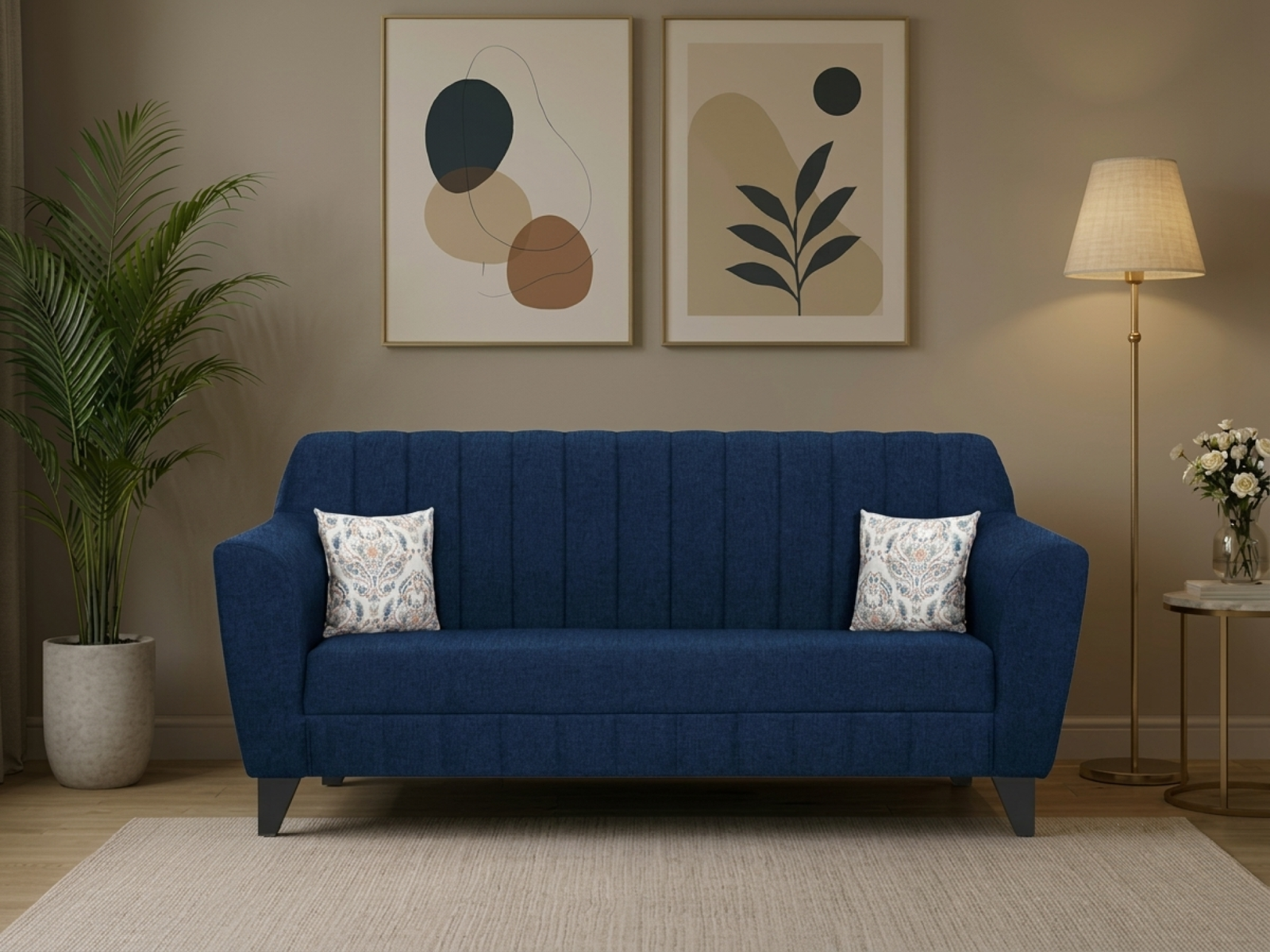 Agusto Sofa 3 Seater In Jeans Blue Color