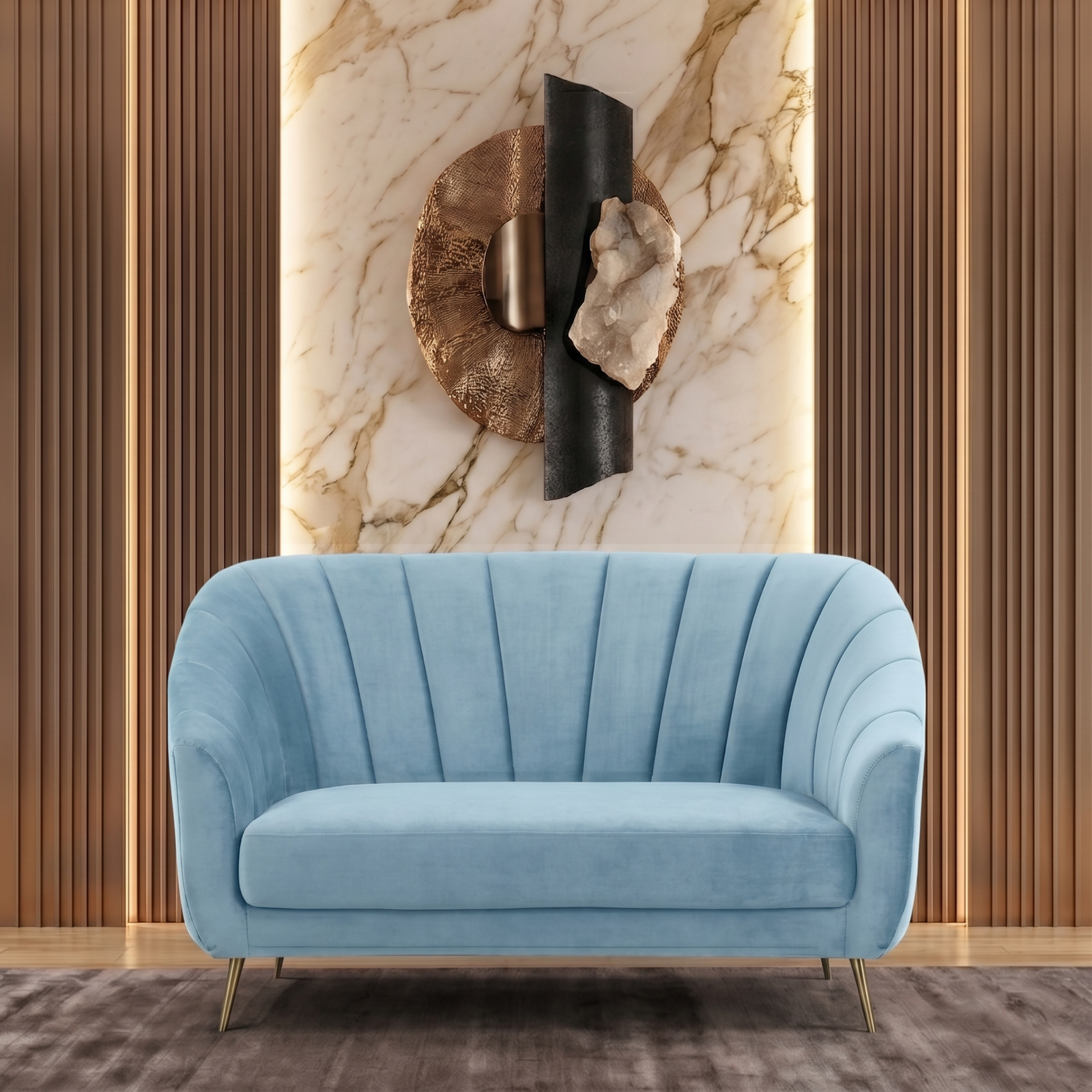 Monaco Sofa 2 Seater In Sky Blue Color