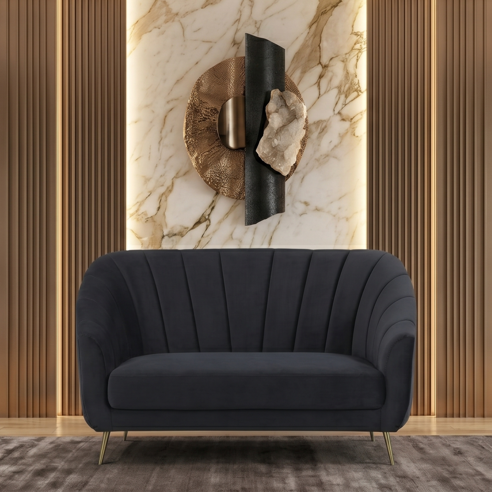 Monaco Sofa 2 Seater In Dark Grey Color