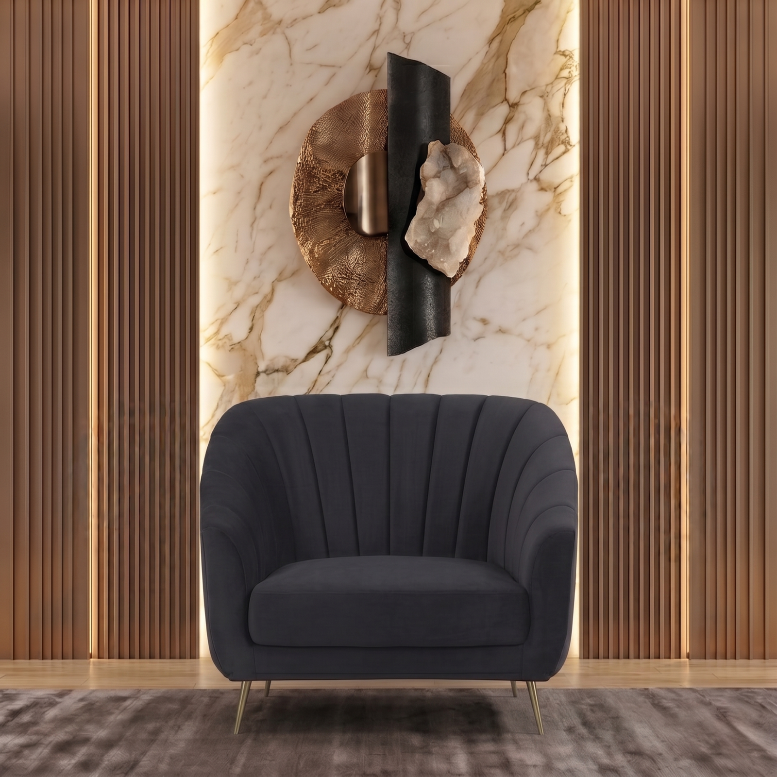 Monaco Sofa 1 Seater In Dark Grey Color