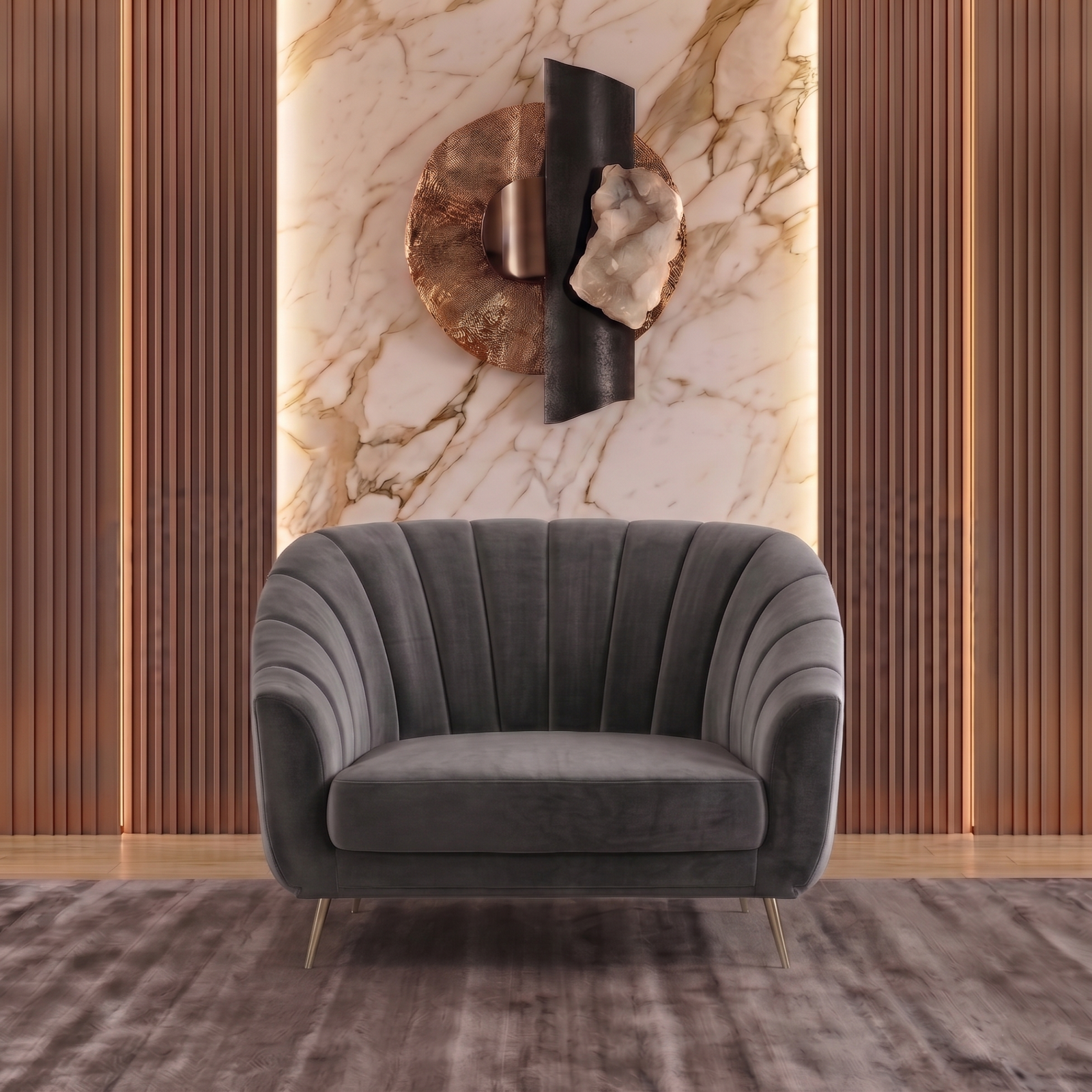 Monaco Sofa 1 Seater In Grey Color