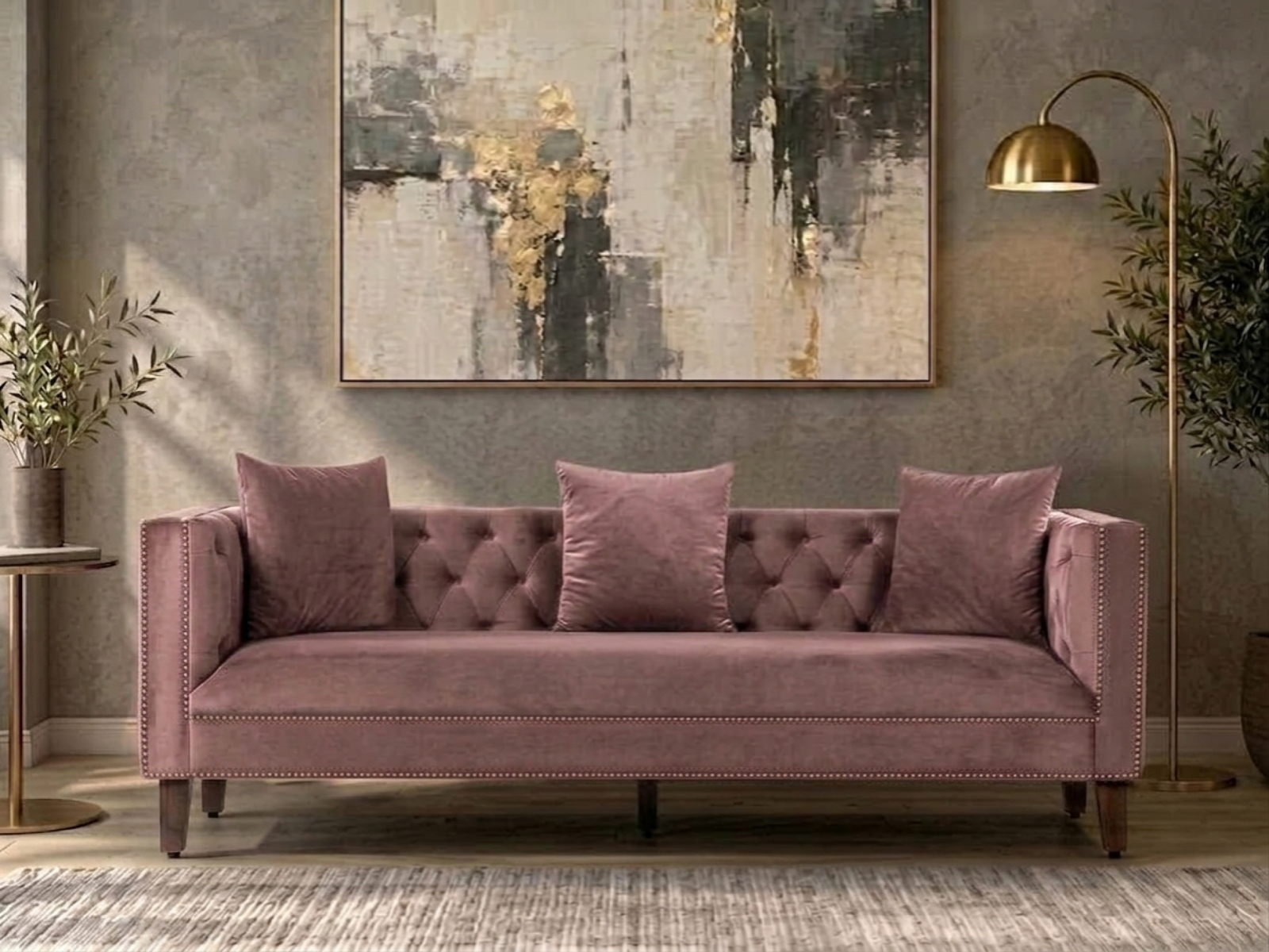 Adalia Sofa 3 Seater in Pink Color