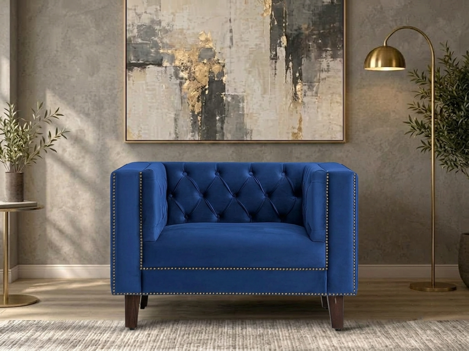 Adalia Sofa 1 Seater in Blue Color
