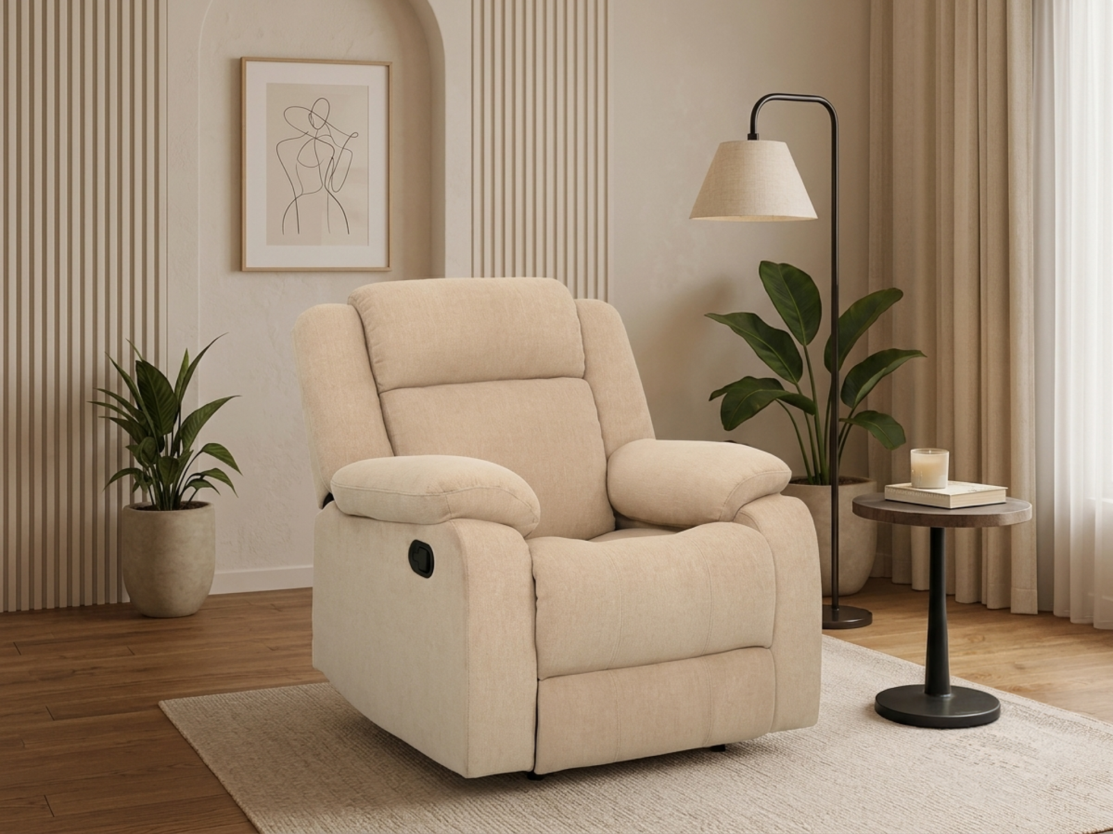 Ashley Recliner 1 Seater In Beige  Color
