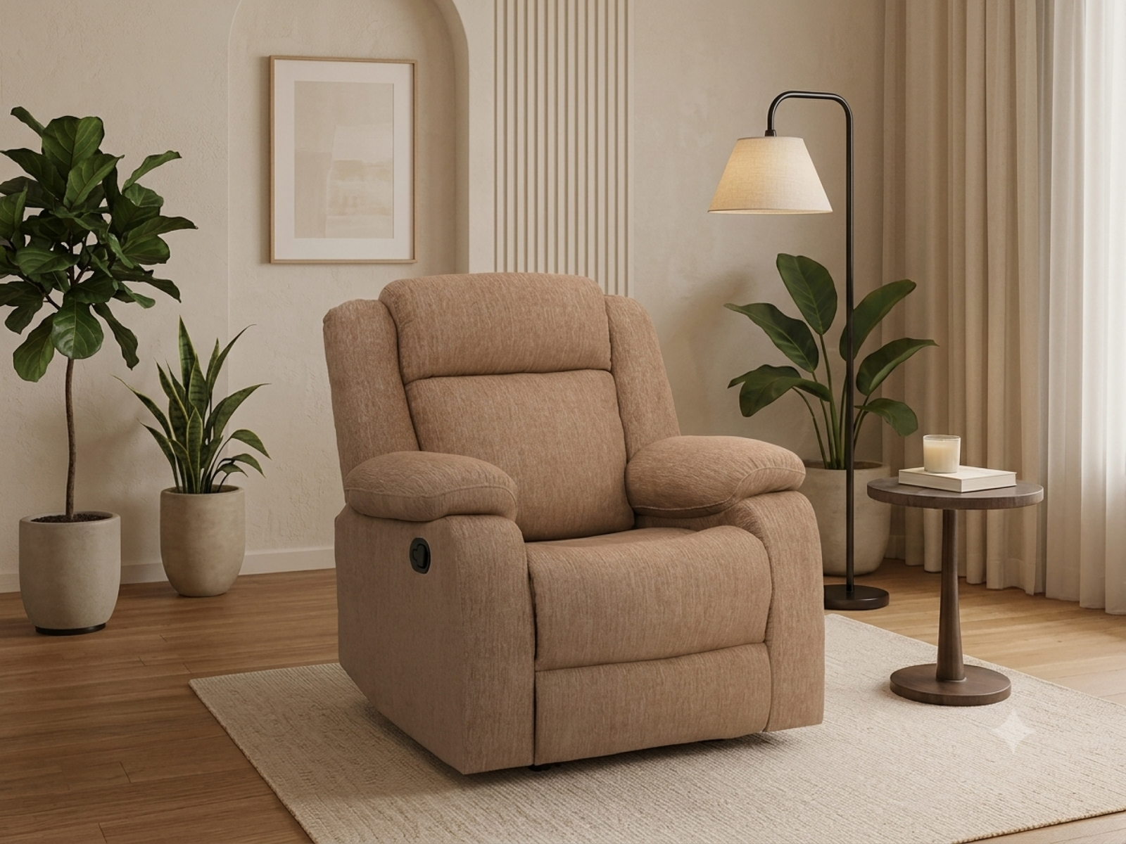 Ashley Recliner  1 Seater In  light Brown Color
