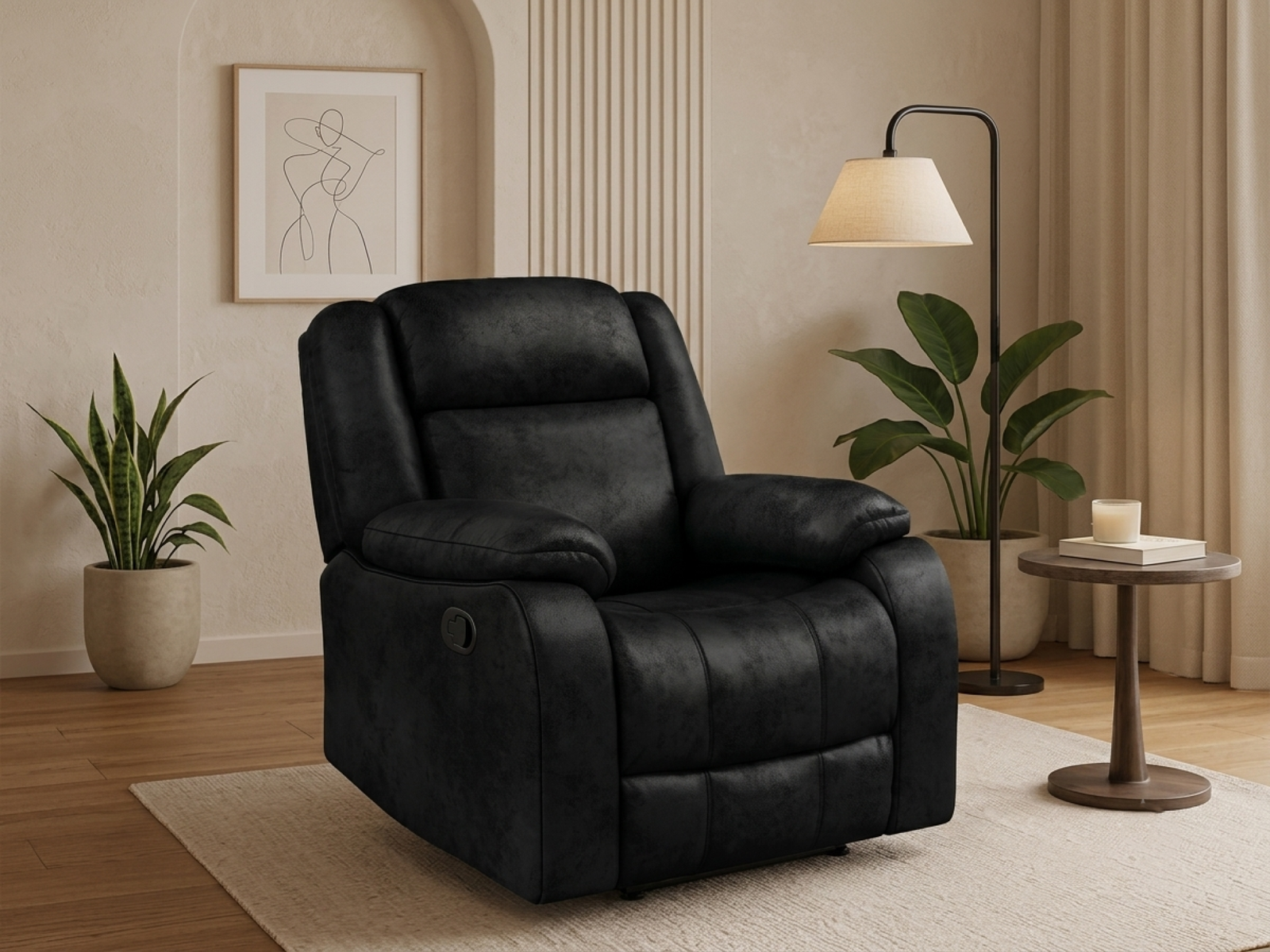 Ashley Recliner  1 Seater In Black Color