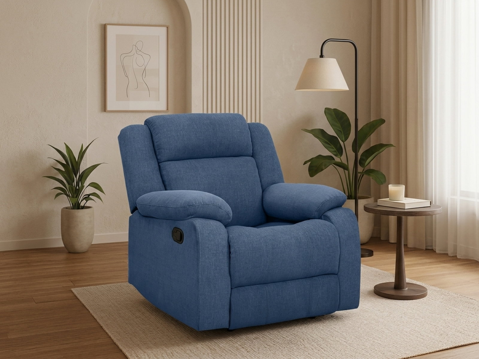 Ashley Recliner  1 Seater In Twilight Blue Color