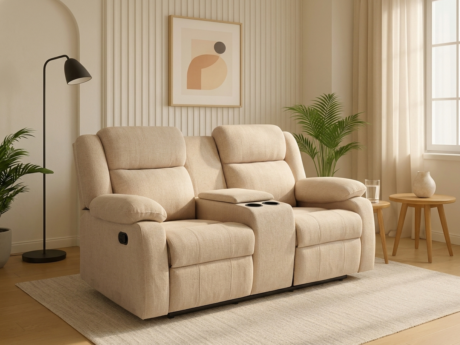 Ashley Recliner  2  Seater In Beige Color