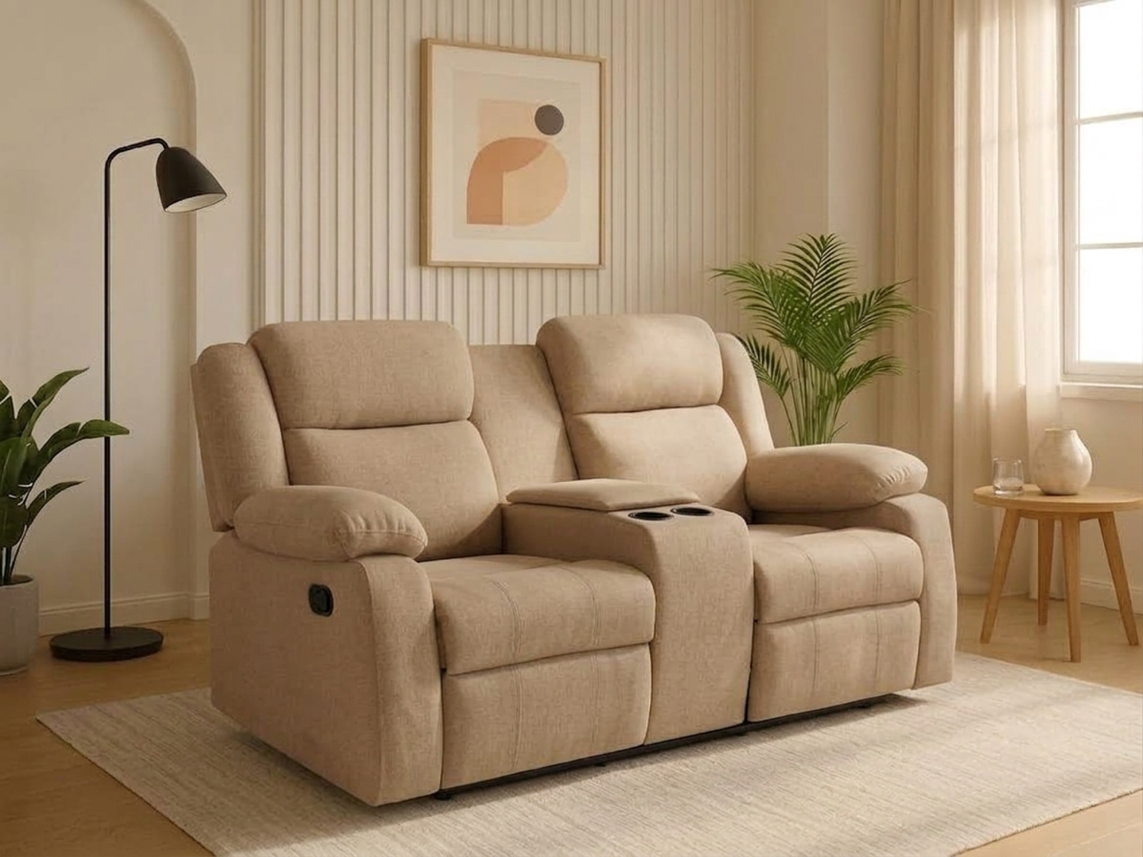 Ashley Recliner  2 Seater In Light Brown Color