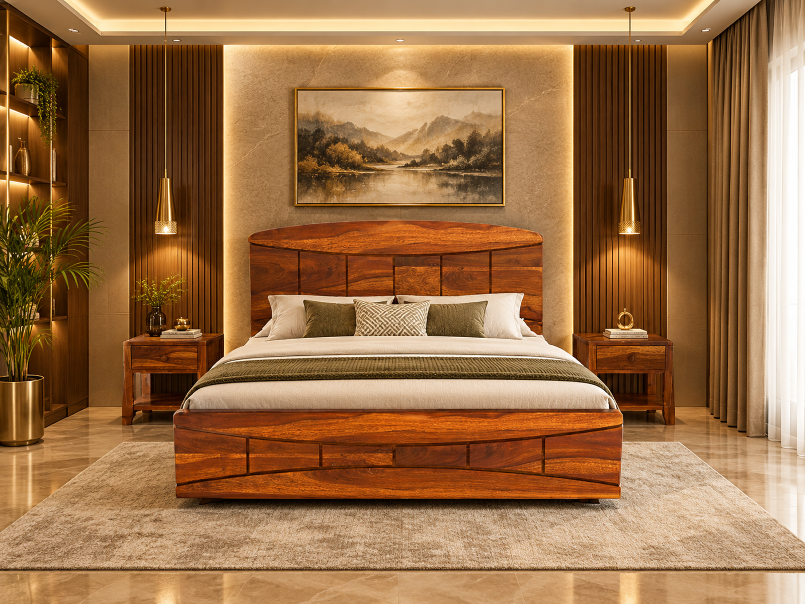 Maan Bed Solid Wood 