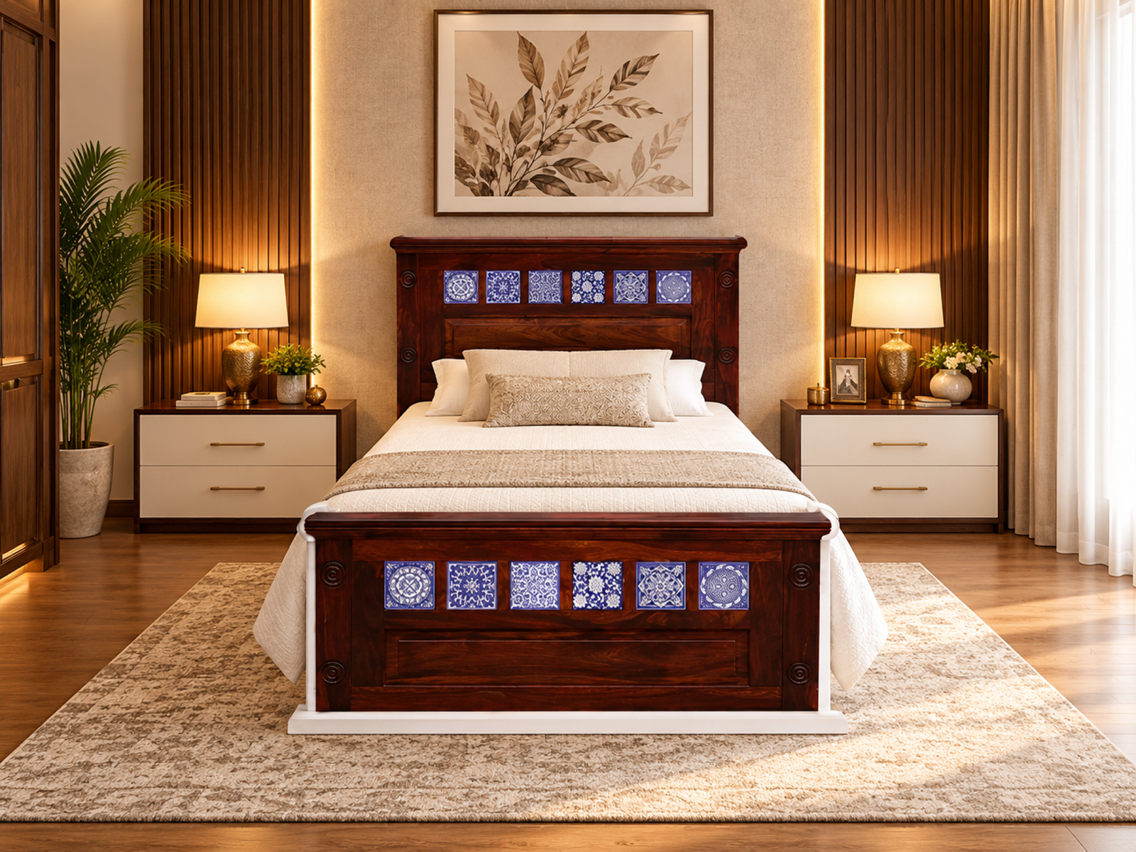 Neel Bed Solid Wood 