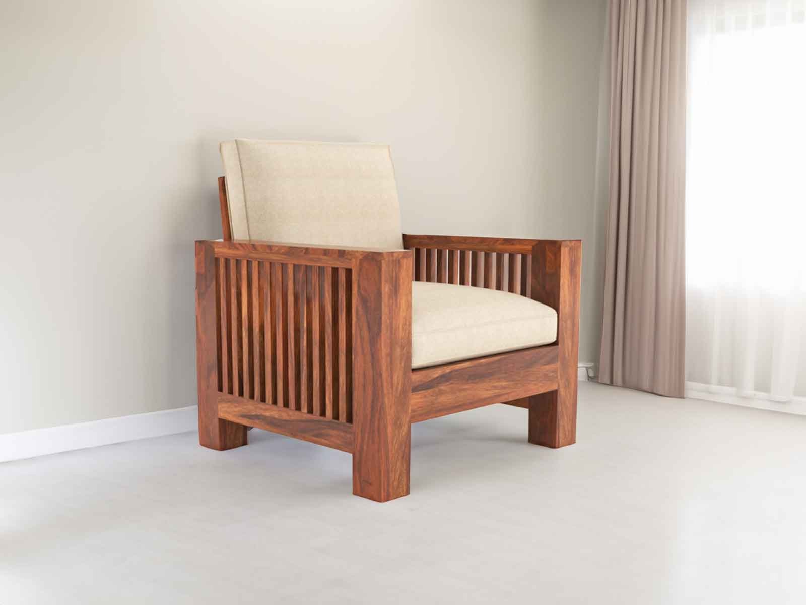 Dhara Solid Wood Sheesham 1 Seater Sofa 