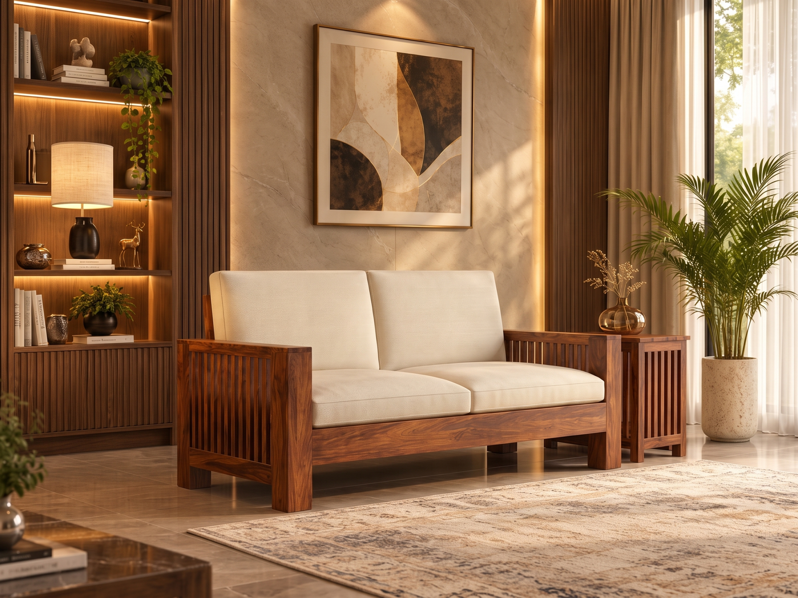 Dhara Solid Wood Sheesham 2 Seater Sofa 