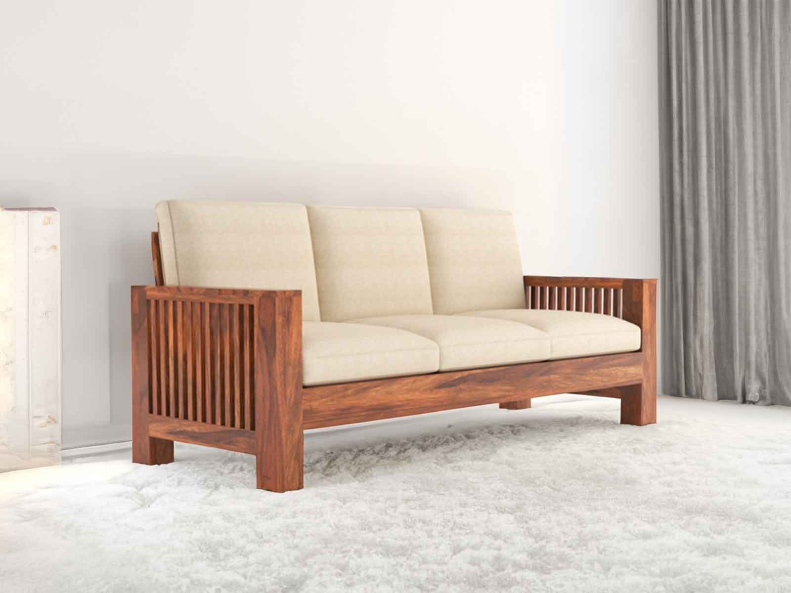 Dhara Solid Wood Sheesham 3 Seater Sofa 