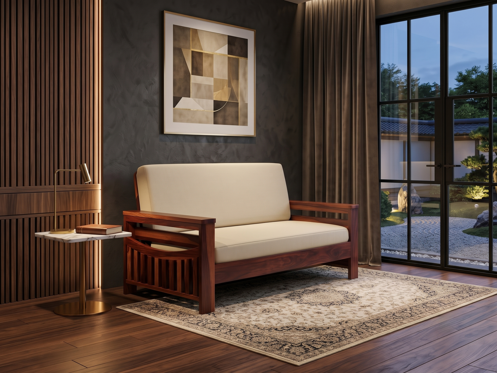 Molai Solid Wood Sheesham 2 Seater Sofa