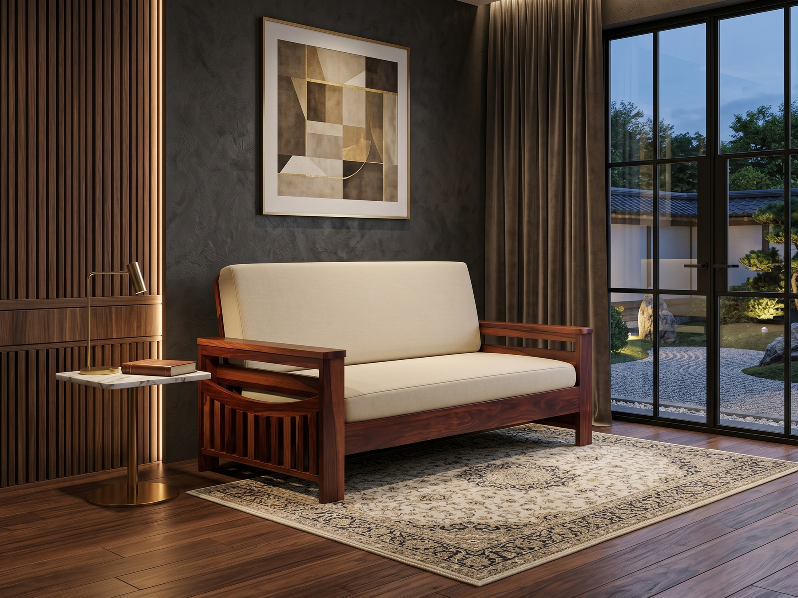 Molai Solid Wood Sheesham 3 Seater Sofa