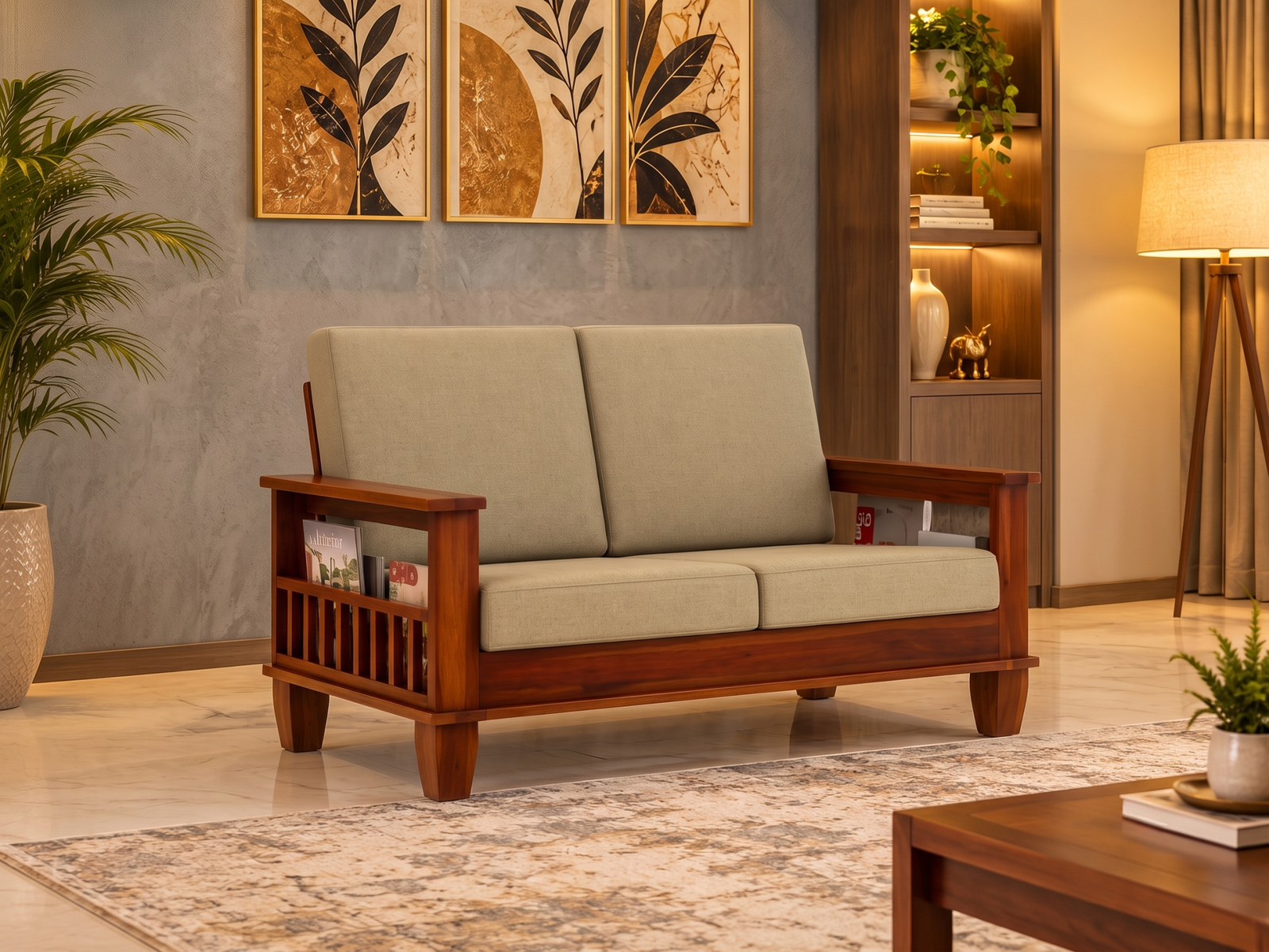 Hansa Solid Wood Sheesham 2 Seater Sofa