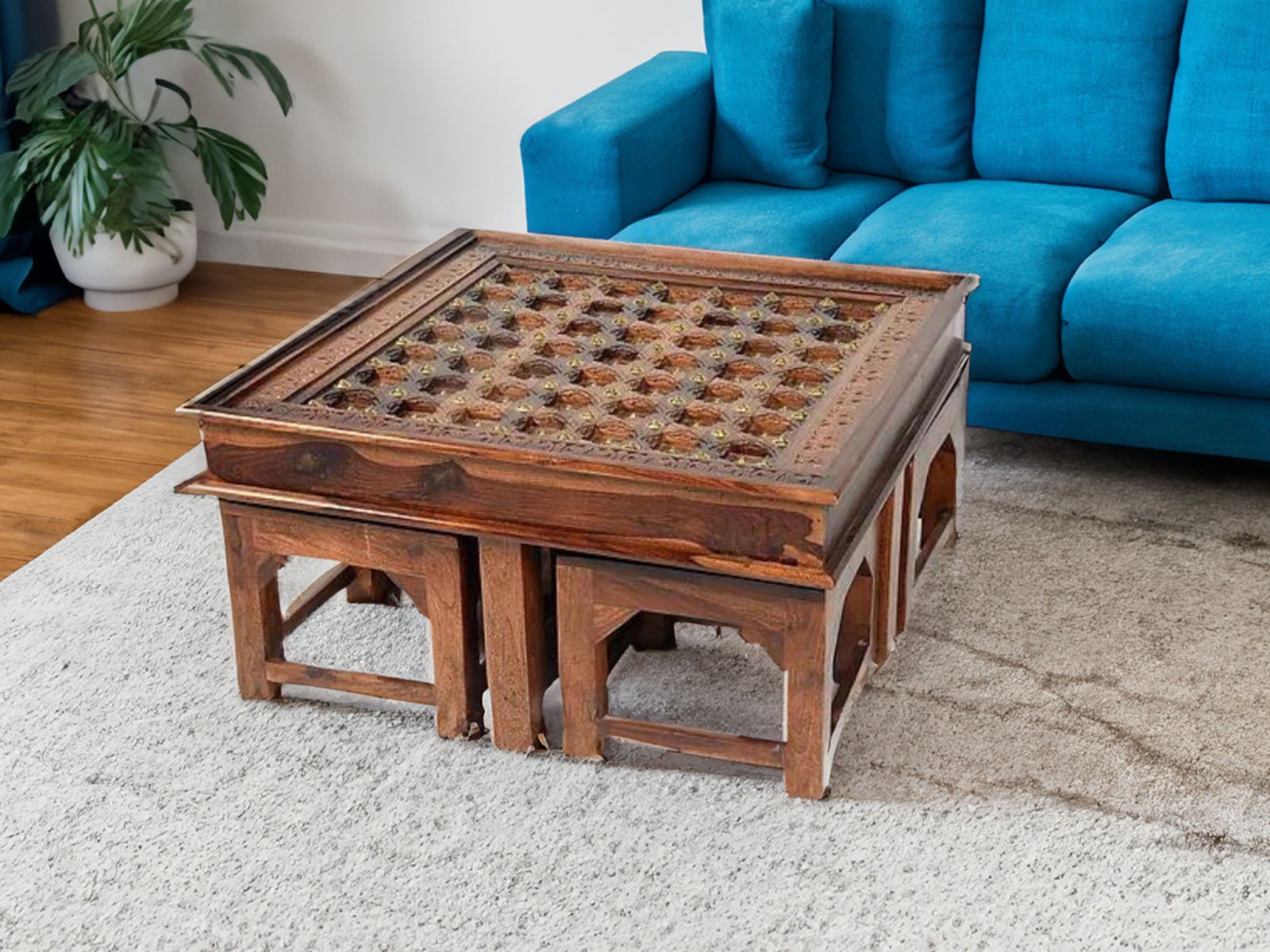Tamra Solid wood sheesham  nested coffee table set of 5(1+4)