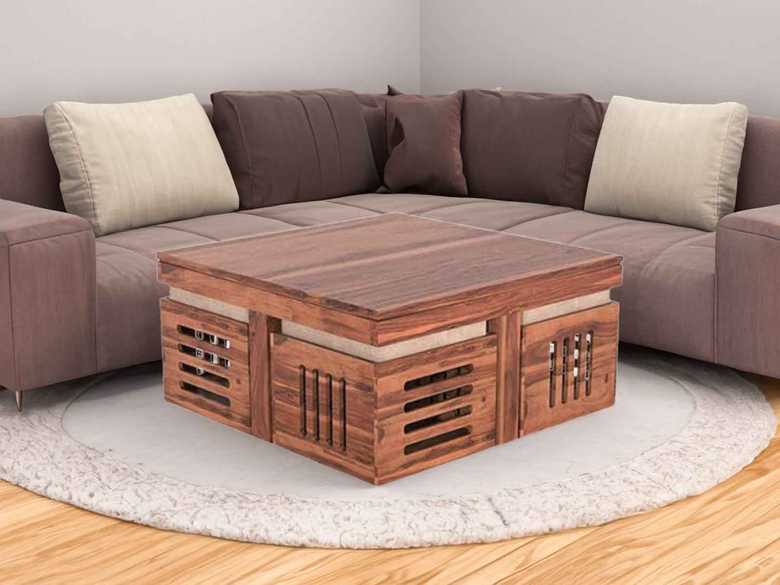 Ulka Solid Wood Sheesham Nested Coffee Table Set of 5 (1+4)