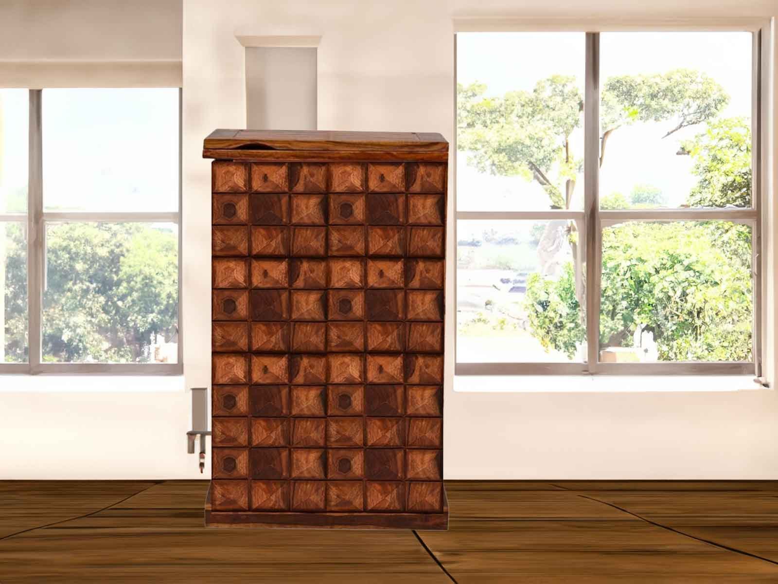 Stupa Single Door Solid Wood Sheesham Bar Cabinet