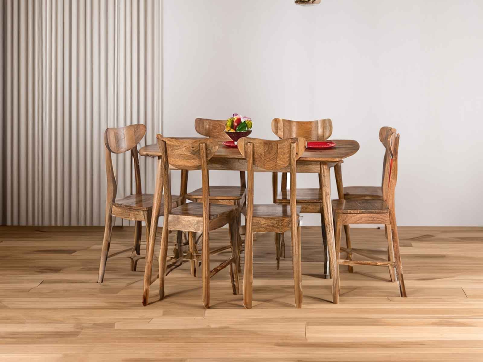 Kain Solid Wood 6 Seater Dining Set 