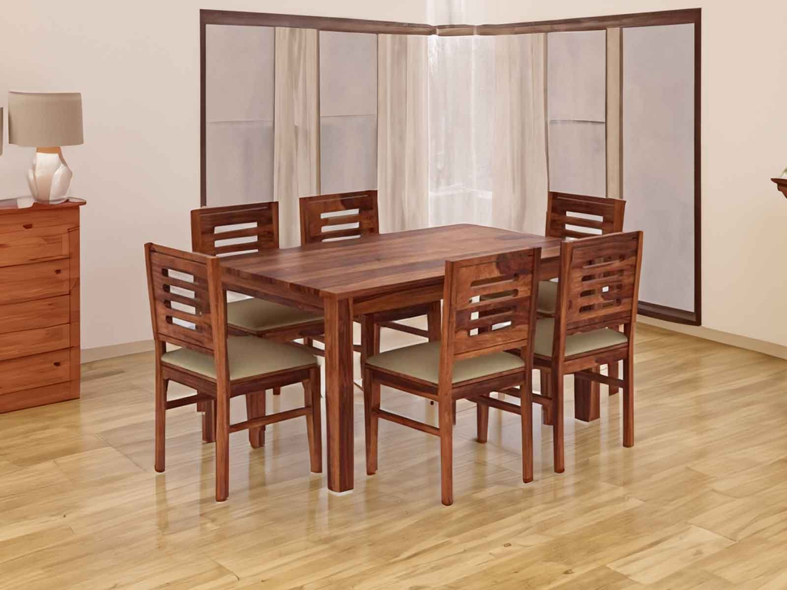 Hina Ulka Solid Wood 6 Seater Dining Set With Cushion