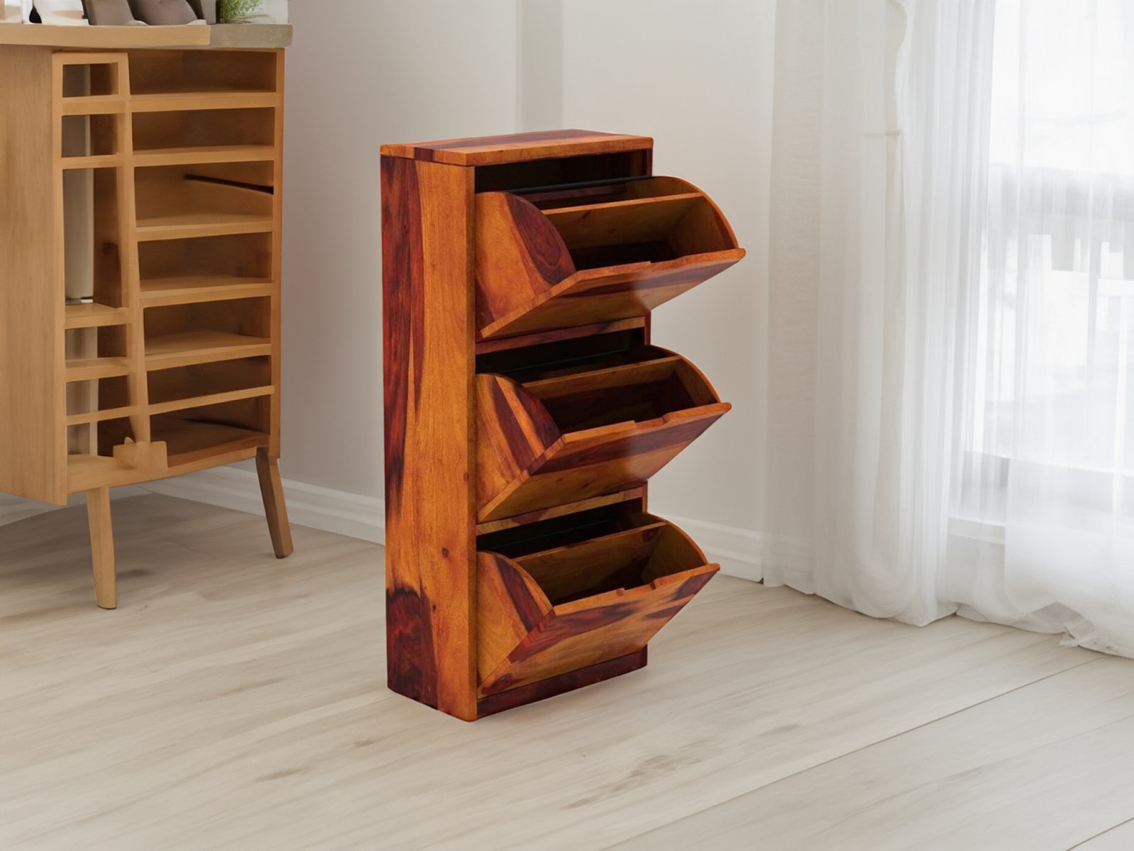 Hina Solid Wood  Shoe Rack 