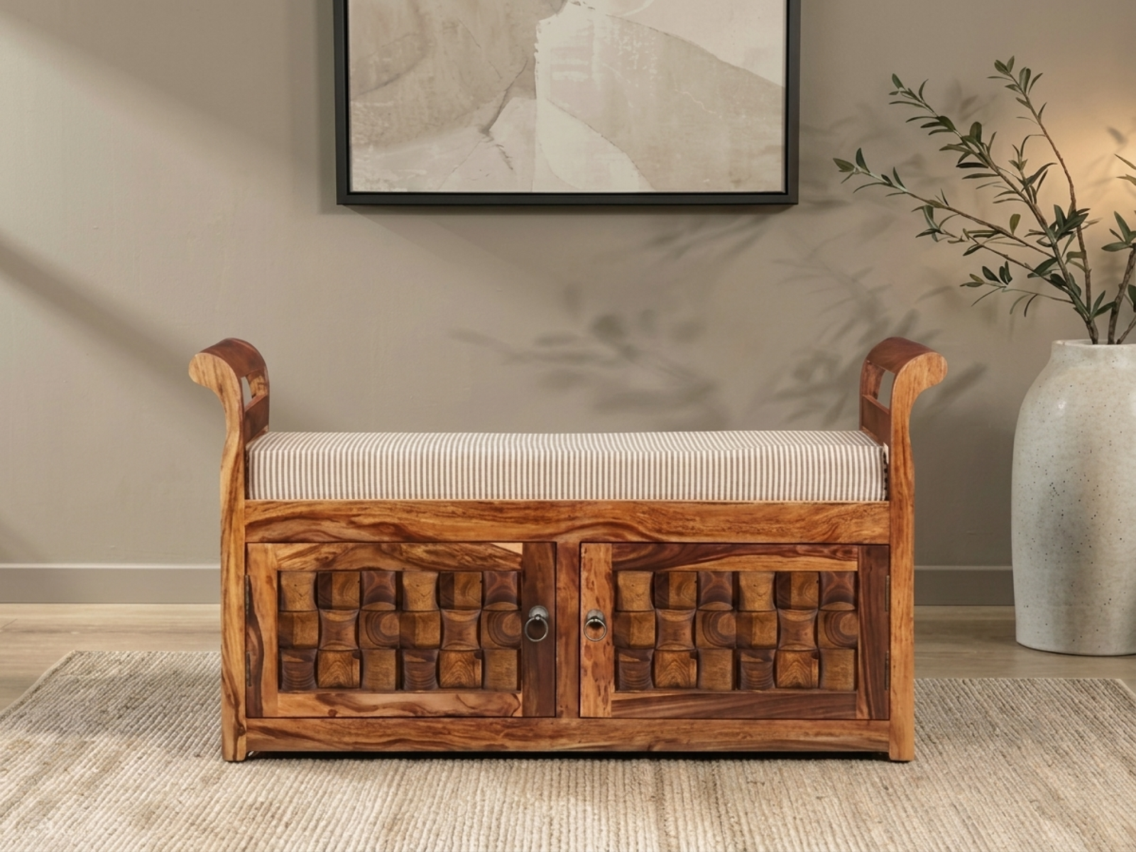 Niwar Solid Wood Settee 