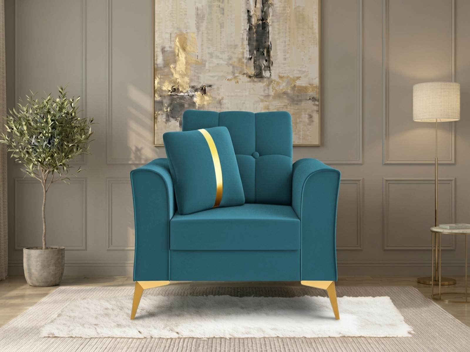 Albert Sofa 1 seater In  Blue Colour