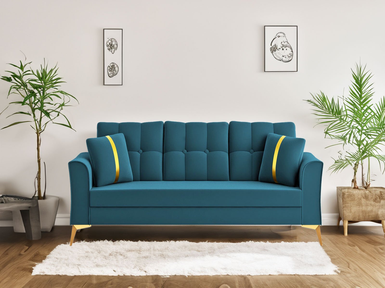 Albert Sofa 3 seater In  Blue Colour