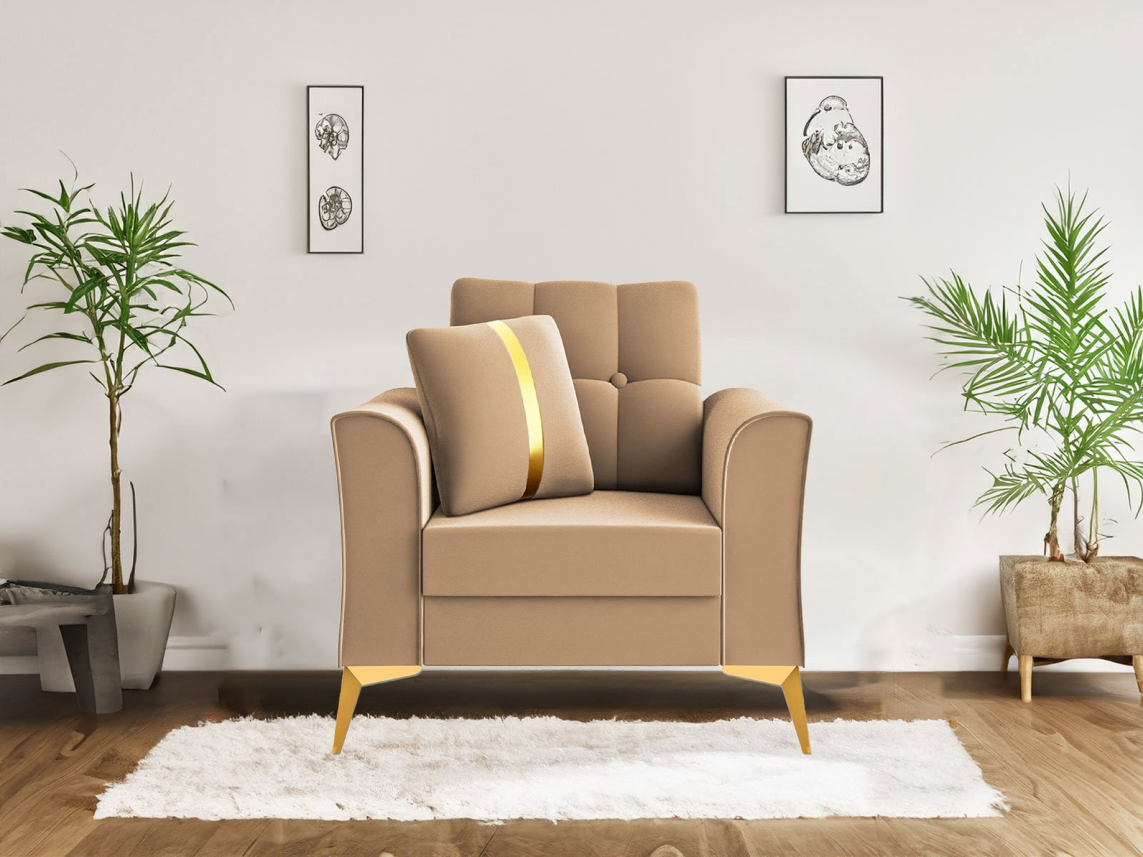 Albert Sofa 1 seater In Beige Color