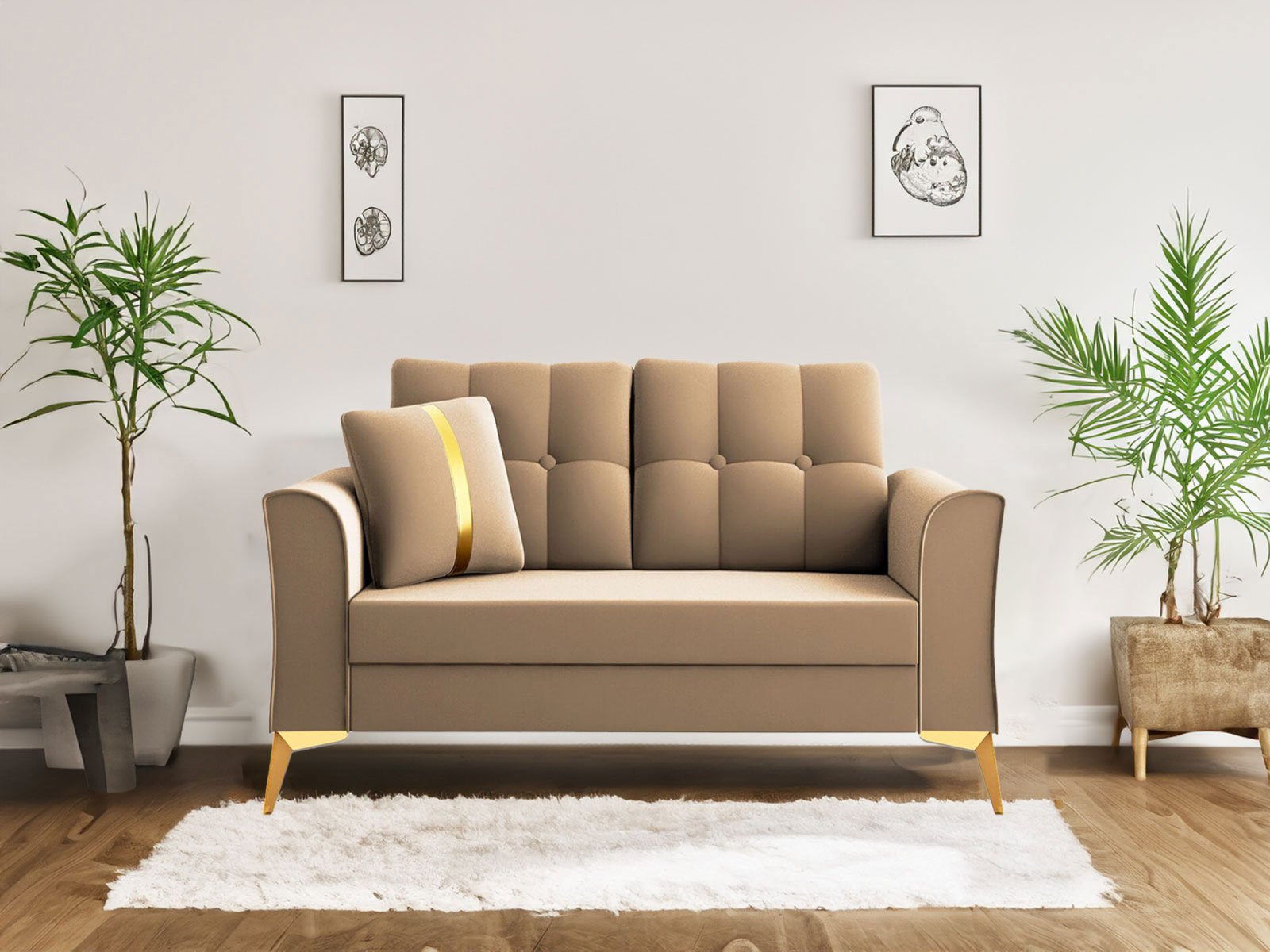 Albert Sofa 2  seater In  Beige  Color