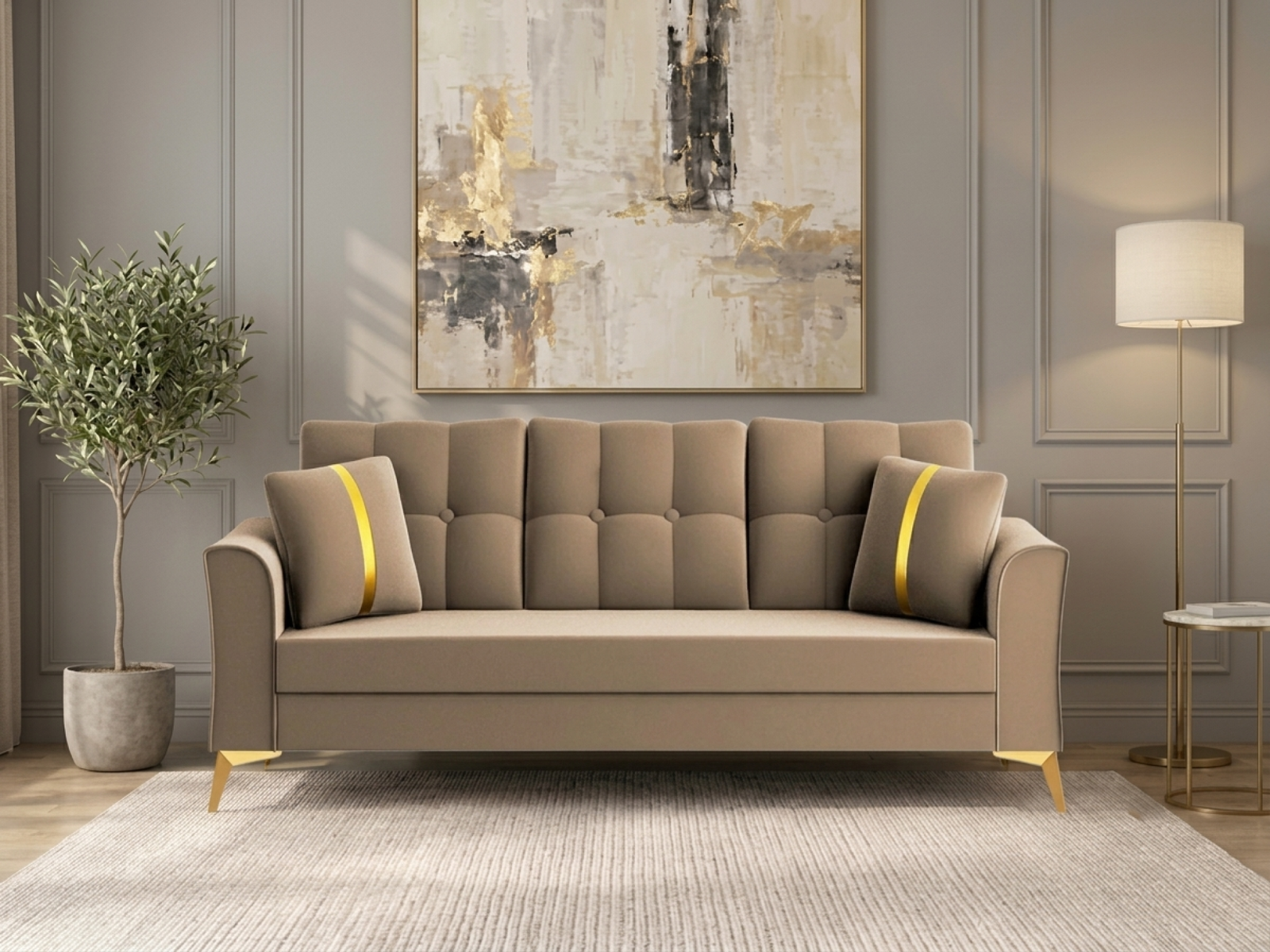 Albert Sofa 3  seater In  Beige Color