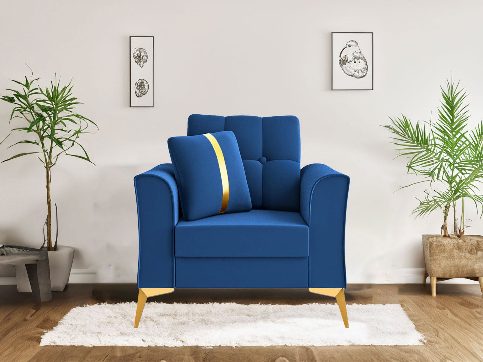 Albert Sofa 1 seater In  Blue Colour