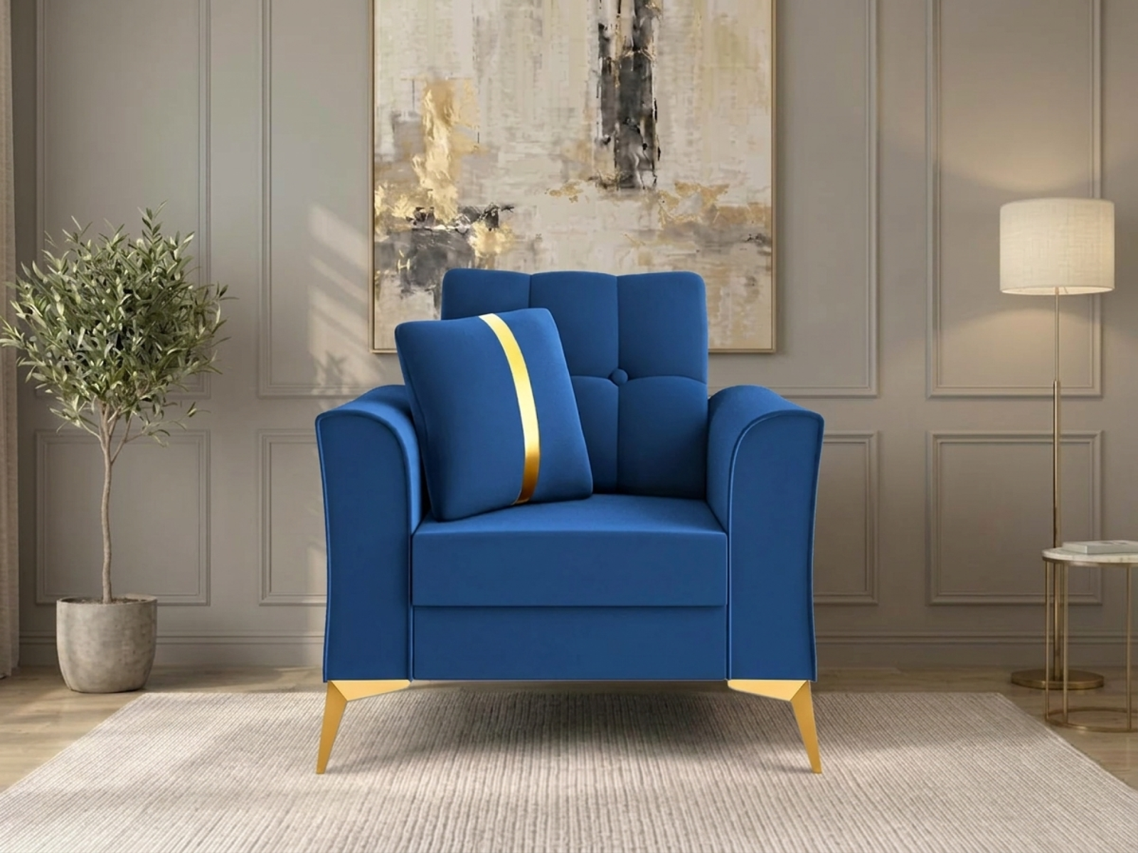 Albert Sofa 1 seater In  Blue Colour