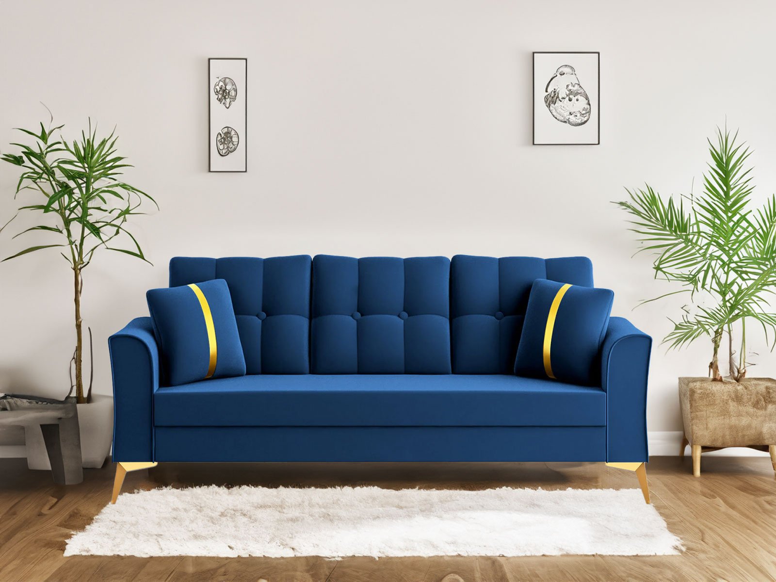 Albert Sofa 3 seater In  Blue Color