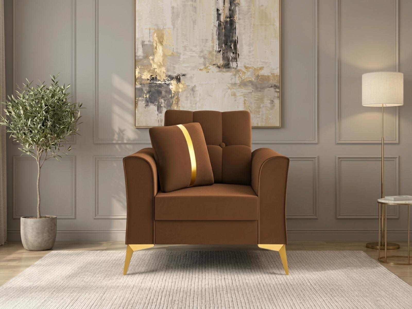 Albert Sofa 1 seater In Brown  Colour