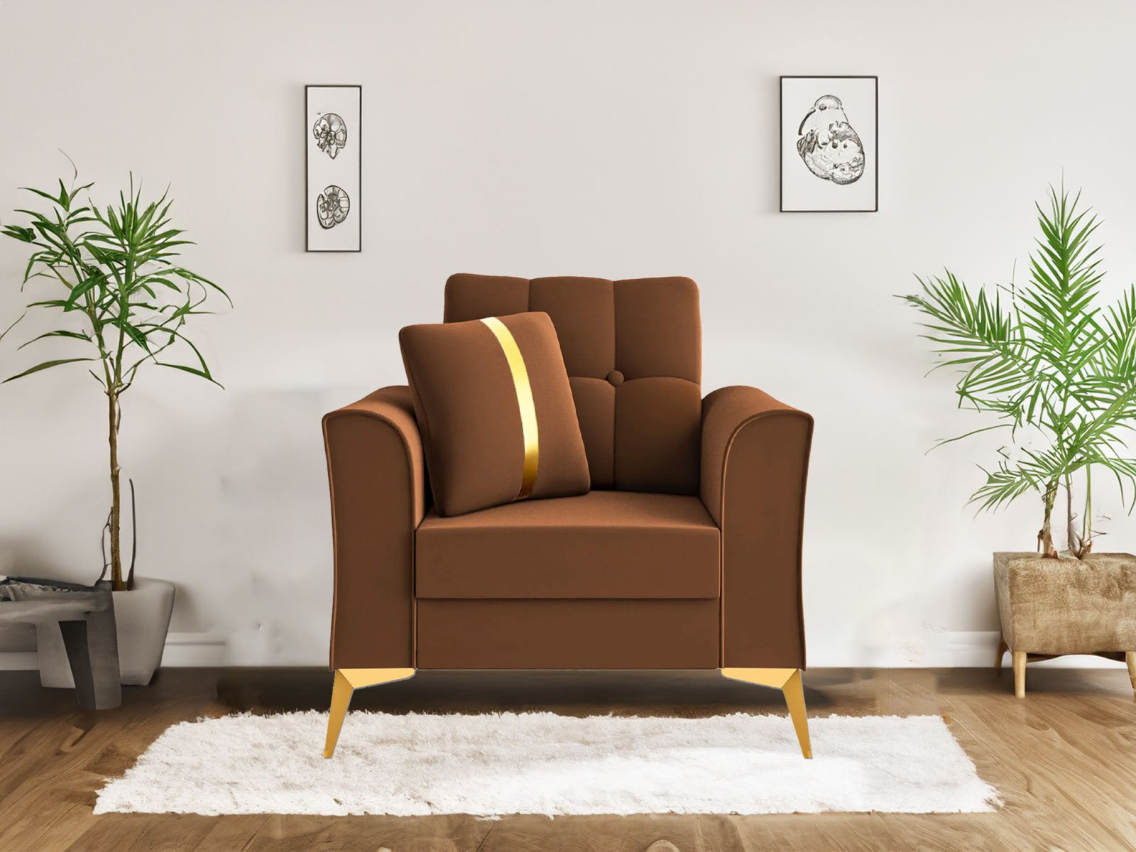 Albert Sofa 1 seater In Brown  Colour