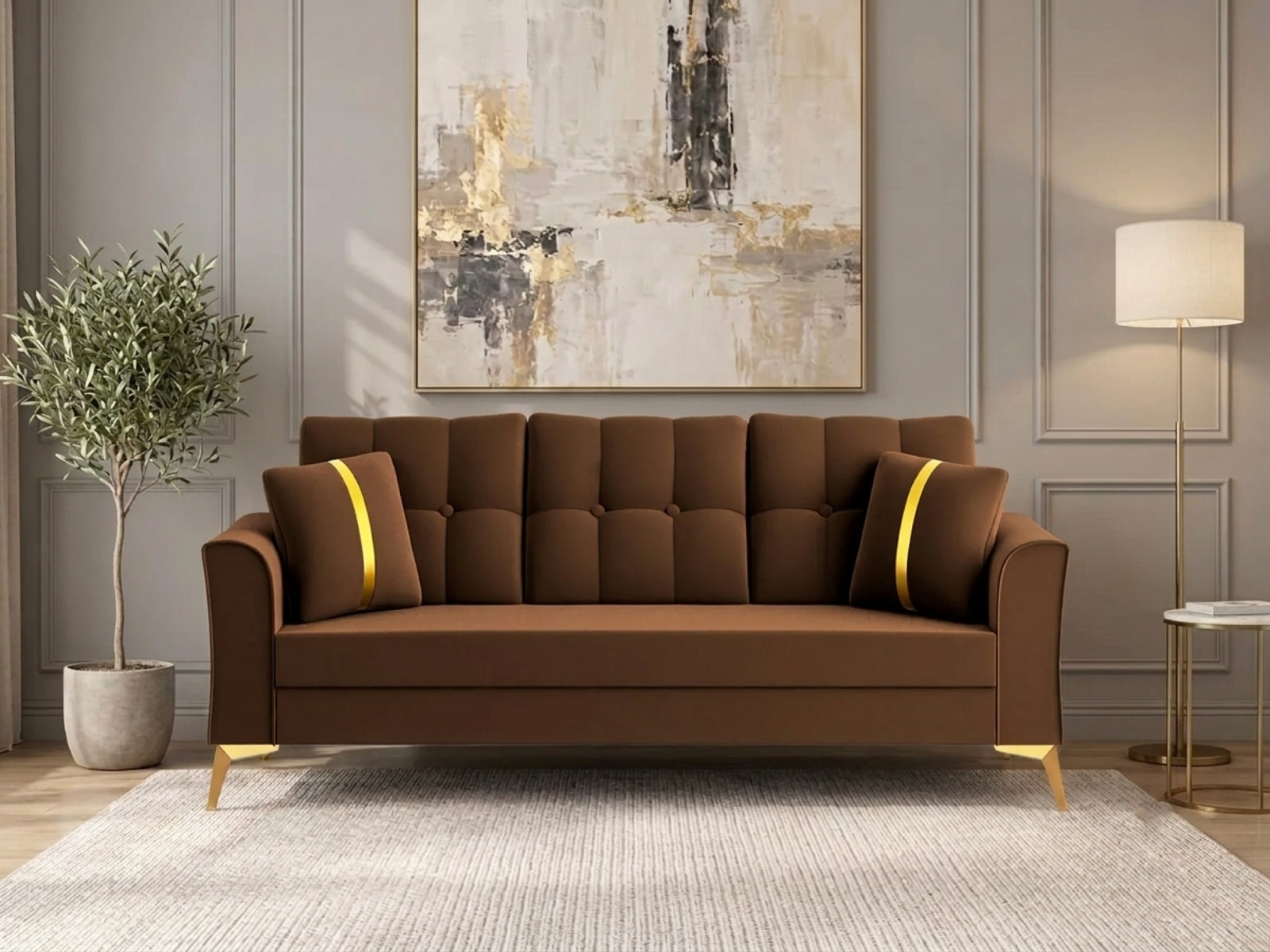 Albert Sofa 3 seater In Brown  Color