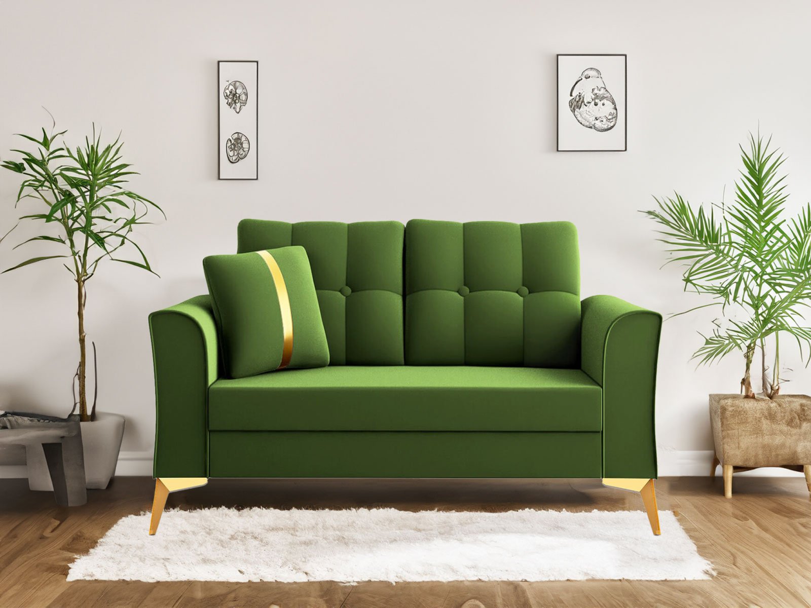 Albert Sofa 2 seater In Green Color