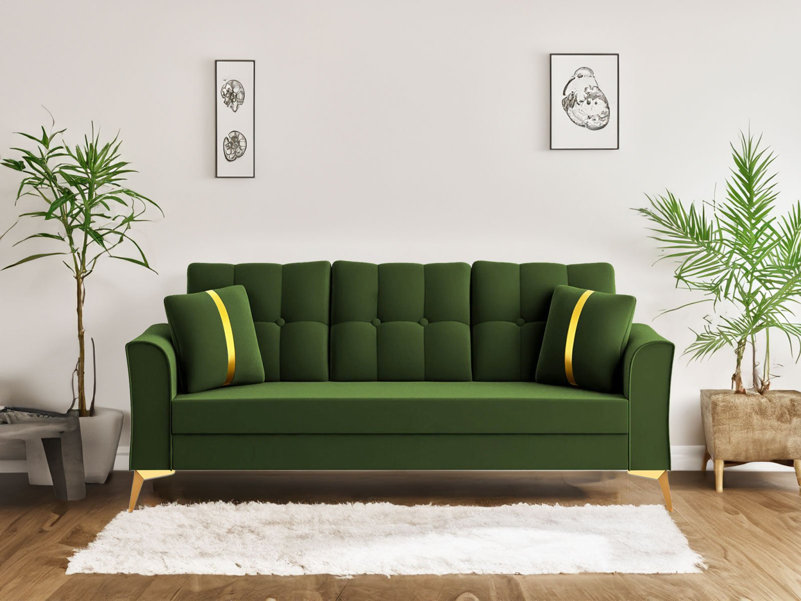 Albert Sofa 3 seater In Green Color