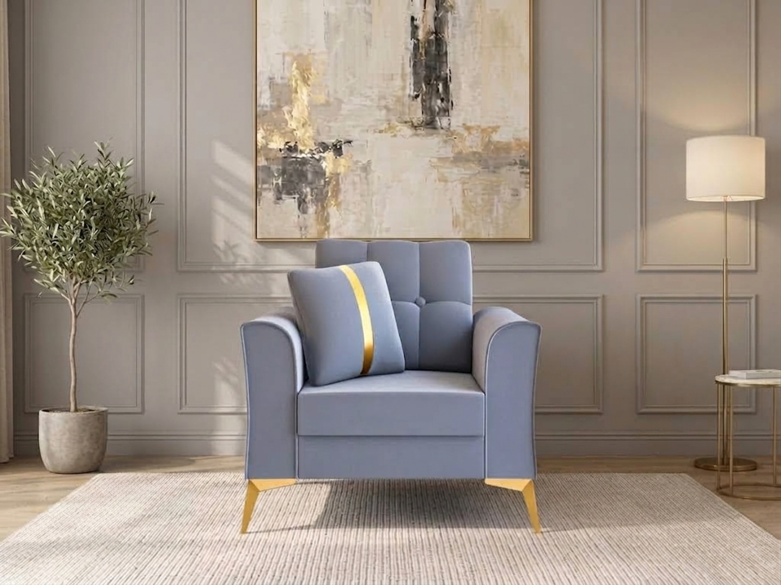 Albert Sofa 1 seater In Grey Color