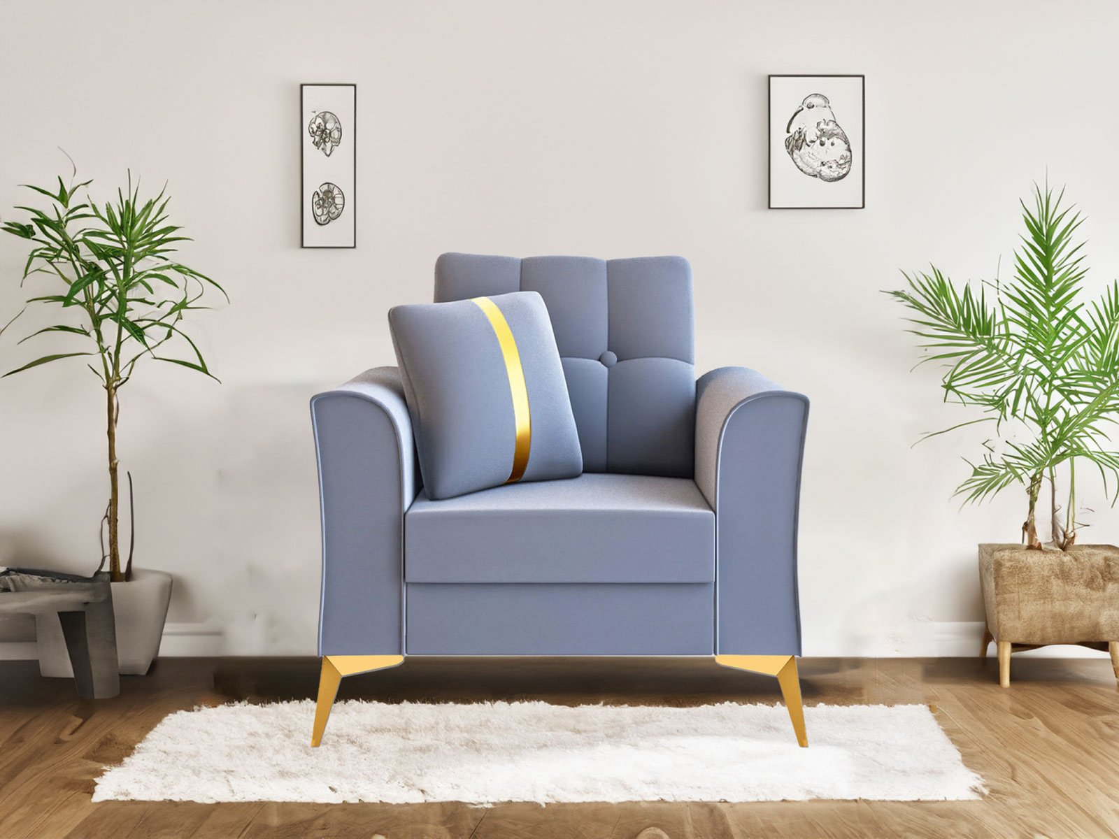 Albert Sofa 1 seater In Grey Color