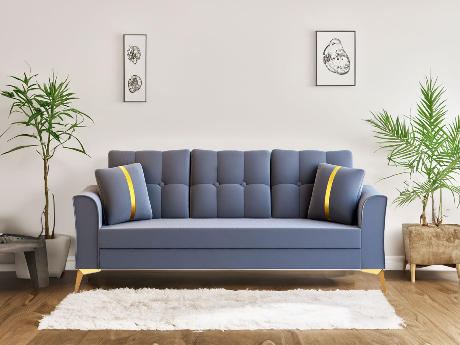 Albert Sofa 3 seater In Grey Color