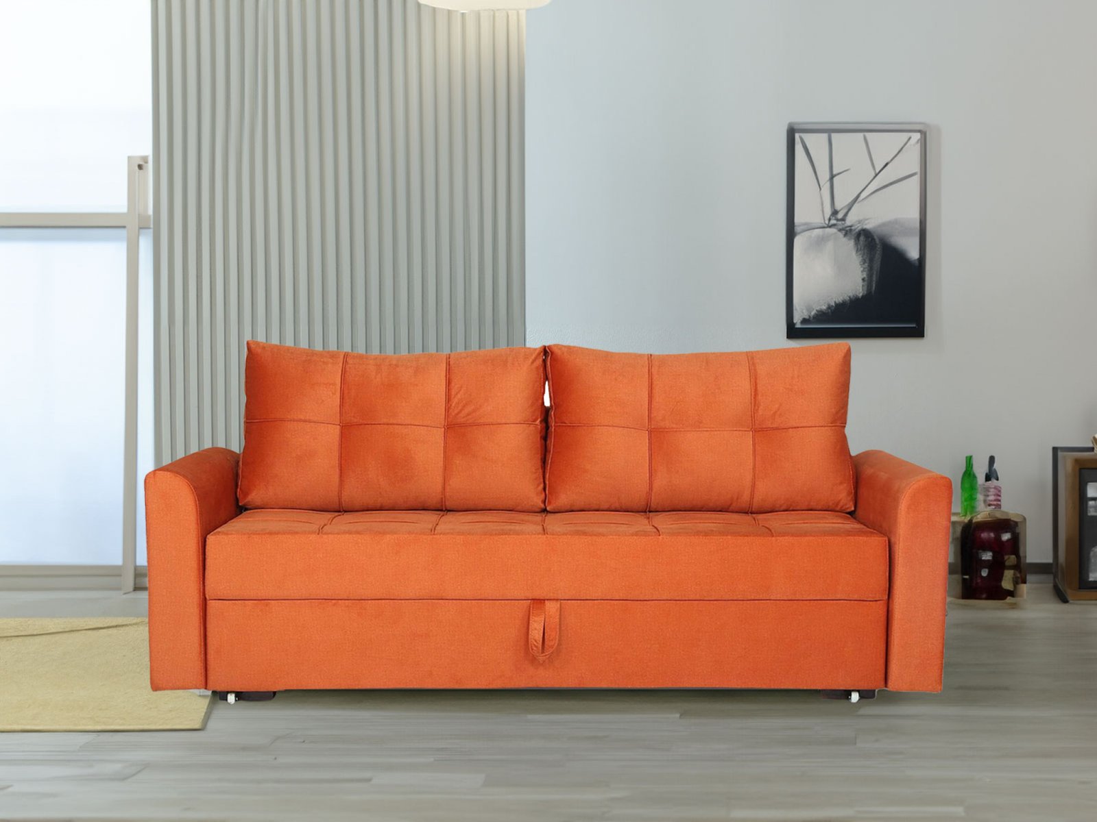 Luiz Sofa Cum Bed In Rust Color