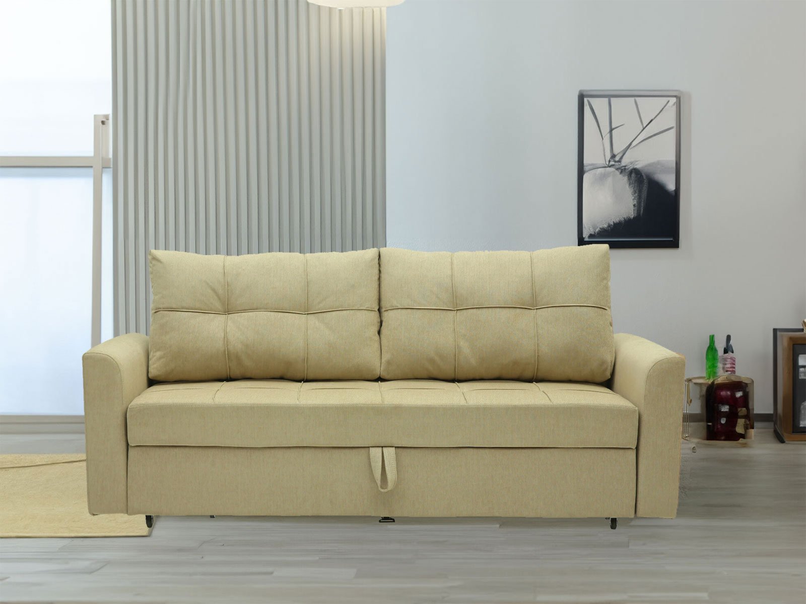 Luiz Sofa Cum Bed In Beige Color